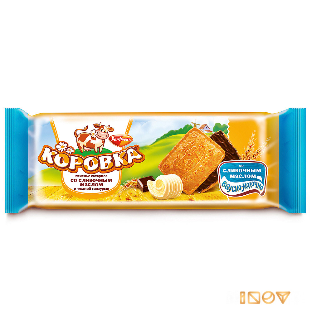 Печенье Коровка, сахарное со сливочным маслом и глазурью, Рот Фронт, 115 гр.