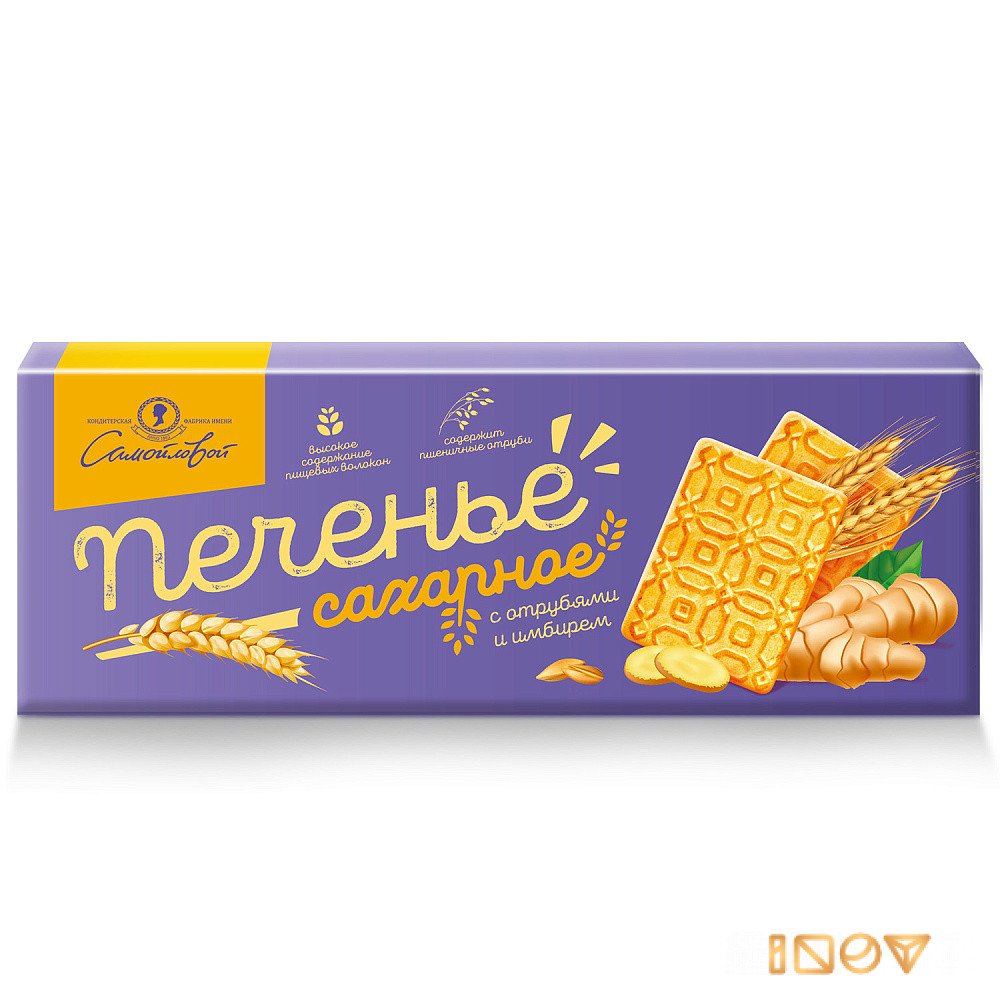 Печенье Самойловское сахарное с отрубями и имбирем, Кондитерская фабрика им. К. Самойловой, 412 гр.