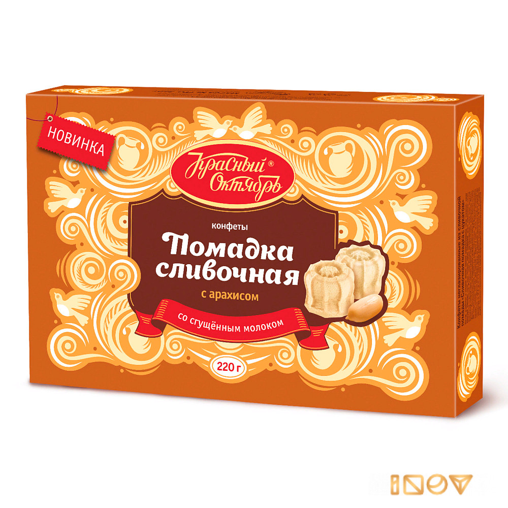 Сливочная помадка с арахисом, Красный Октябрь, 220 гр.