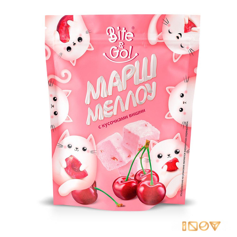 Bite&Go Маршмеллоу с ягодами вишни, 120 гр.