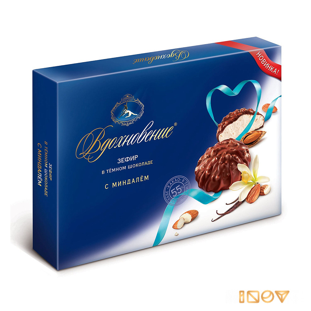 Зефир Вдохновение в темном шоколаде с миндалем, 275 гр.