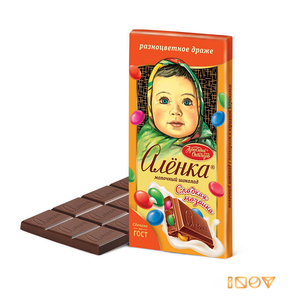 Шоколад Алёнка с разноцветным драже, Красный Октябрь, 100 гр.