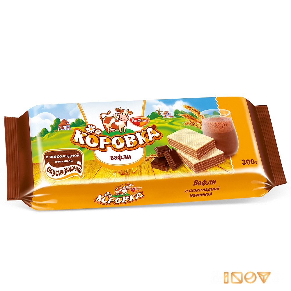 Вафли Коровка с шоколадной начинкой, Рот Фронт, 300 гр.